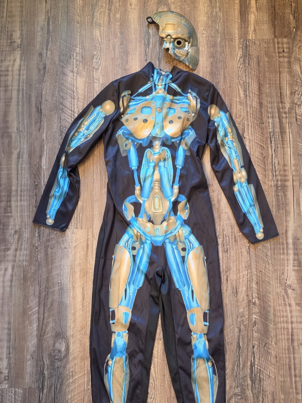 Boys Sci-Fi Cyborg Robot Skeleton Body Printed Costume Set with Mask Size Medium